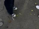 Khang doing magic, self tying shoelace