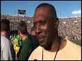 heisman trophy winning wide receiver tim brown breaks down the irish offense and talks about the importance of good offensive line play and qb/wr timing.