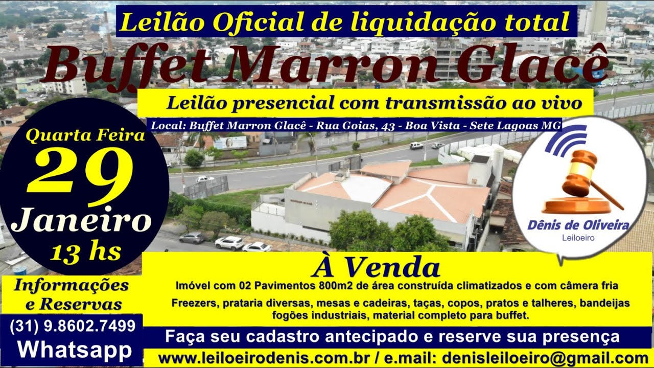 Leilão Oficial Liquidação Total Buffet Marron Glacê -  29/01/2025