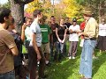 tom gavin likes to have his students bright-eyed and chipper during class... he decided that the best way to get them enthusiastic about moving firewood was to sing them a little song about waking up... here's to tom gavin. :)