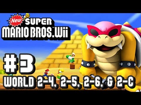 New Super Mario Bros Wii - Co-Op - Part 3 World 2-4, 2-5, 2-6, & 2-Castle