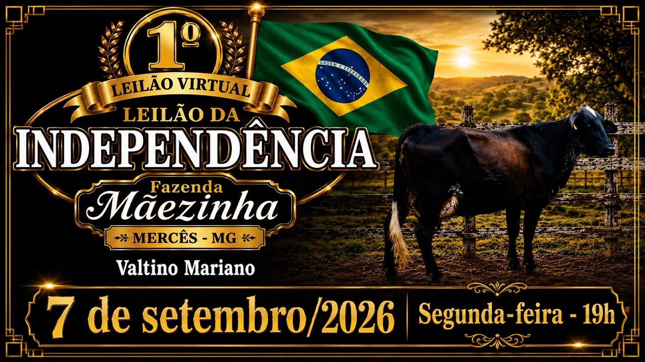 1º LEILÃO VIRTUAL DA INDEPENDÊENCIA FAZENDA MÃEZINHA - VALTINO MARIANO - MÊRCES/MG - 07/09/2026