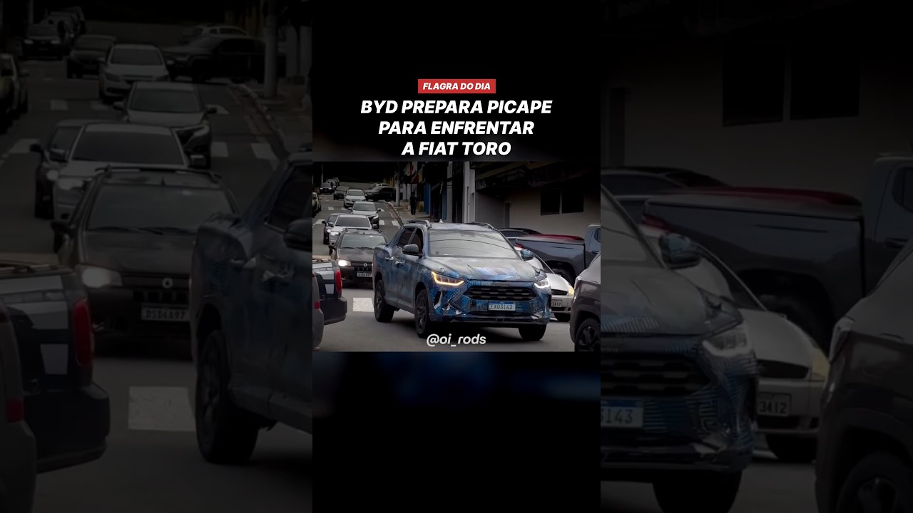 BYD prepara picape para enfrentar a Fiat Toro. O flagra foi feito pelo jornalista @oi_rods