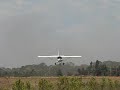 Cross wind approach and landing on a farm strip.