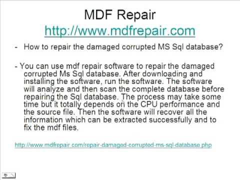 how to repair mdf file