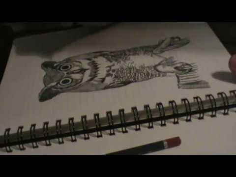 video-linktoworks-ASMR: Pencil Drawing Sounds - Great Horned Owl