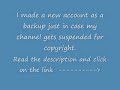 www.youtube.com So everyone has probably noticed by now that people's youtube accounts are getting suspended for copyright. Sully, Ibiteprettyhard, and Jameslikecoulter's channels are already gone. And now lots of people are making backup youtube accounts just in case their accounts get suspended, so I did that too. I've already had the audio on several of my videos removed, and I've had at least one completely taken down (I've only noticed one). So here's my backup youtube account called ...