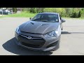 Hello and welcome to Saabkyle04! YouTube's largest collection of automotive variety! In today's video, we will take an up close and personal in depth look at the newly refreshed 2013 Hyundai Genesis Coupe 2.0T. Keep in mind that the 2.0T we have here is pretty much the entry level model. As the other, more loaded trim levels become available, AS WELL AS the 3.8, I will be doing full presentations on them as well. The new genesis has changed a ton in some areas and remained the same in others. New wheels, new tail lamps and front end are the essential exterior changes, while the interior gets a nice refresh with all new center stack, refreshed gauges, etc. The BIGGEST difference is the improvement for performance in the 2.0T and the 3.8. The turbo runs a new twin scroll turbocharger and cranks out a fantastic 274 horsepower and 275 ft/lb torque making the RWD coupe fly to 60 versus the previous model. 3.8 models now run around 348hp and 295 ft/lb torque, but more will be on that later. During this presentation, we will take a 1st person look at what the vehicle is all about beginning with the start up, performance data, fuel economy, the occasional track data, and build quality. Also, I will teach you how to use most of the interior and exterior features in a detailed fashion, that before, you could only get from going to a dealership yourself! Throughout the video, I will highlight key styling and unique differences about the vehicle, any available options, and of course <b>...</b>