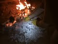 Water boil with hot rocks