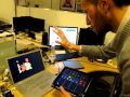 Hacked Kinect sending OSC via Processing using iPad to define planes of interest.