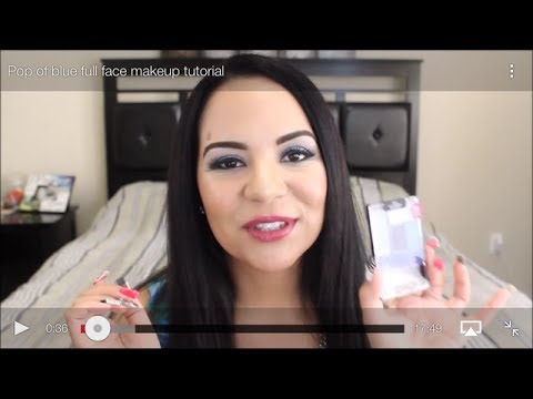 Pop of blue full face makeup tutorial