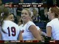 This video shows every point starting from 9-3 in set 5. Description: Down 2 sets to none, Nebraska came back to force a fifth set off of Washington in the 2008 NCAA Regional Final. Down 9-3 in the decisive set, Nebraska pulled off a stunning comeback, taking nine straight points. Tied at 13, a Washington hitting error set up match point for Nebraska. A service ace from Jordan Larson sealed the match and the comeback. Nebraska advanced to the national semifinals in Omaha, Nebraska, where ...