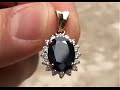 Circa 1950's Art Deco 6.50 ct Blue Sapphire & Diamond Pendant 14kt