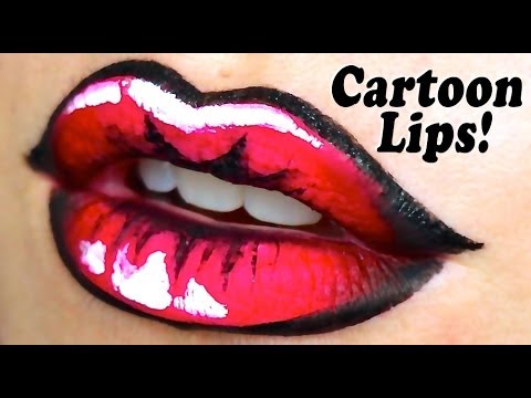 lips - Watch in H.D!! Cartoon Girl full face tutorial... https://www.youtube.com/watch?v=NQj5SelEeb8 PRODUCTS; Lip Conditioner (A couple of hours prior) Bourjois 'R...