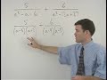 Access full lesson containing this video at: http://www.yourteacher.com/algebra1/addingandsubtractingrationalexpressions.php Students learn that when adding rational expressions, the first step is to factor each of the denominators, if possible, then give each term a common denominator by multiplying the numerator and denominator of each term by the appropriate value.  Next, add across the numerators and keep the denominators the same.  Finally, factor the resulting numerator, if possible, to determine if the rational expression can be reduced.