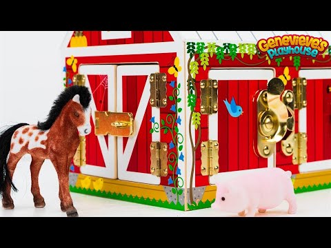 Farm Animal Names Teach Kids Barn Animals  Best Learning Videos Educational Toy Barn Horse Goat Pig!