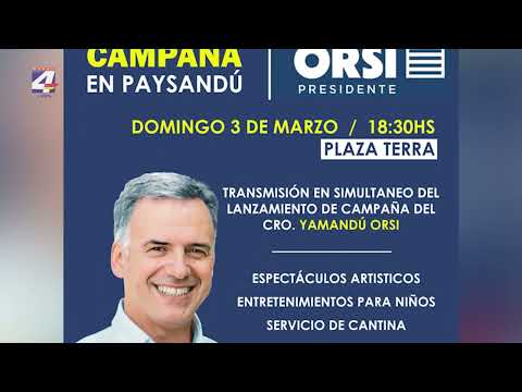 Orsi lanza su campaña en Montevideo y será transmitido por pantalla en Plaza Terra