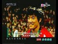 high quality version of this mv: http://www.youtube.com/watch?v=ossk-3tu2qq&fmt=18

high quality mv can be downloaded from: http://www.megaupload.com/?d=xjkrzs9r

english lyrics (translated by zhouzhzh): 
title: stand up!
lyrist: wang, pingjiu
composer: shu, nan
artists: jackie chan (hong kong), 
         leehom wang (taiwanese american), 
         stefanie sun (singapore), 
     and hong han (mainland china, an ethnic tibetan chinese)

[jackie chan] stand up!
my love is in connection with mountains.
only with running, there are expectations. 
my future is written at the starting line. 
hey ya, hey ya...
no matter it is success or failure at the ending line. 

[leehom wang] stand up!
my love embraces the oceans.
to exceed is not just for the current time.
the past glory of my running is still there. 
hey ya, hey ya...
tears are emotional feeling of success.
hey ya.

[jackie chan] it has been long for me waiting in hardship. 
to tell you the existence of me through the rainbow of soul.

[leehom wang] the true cheers from our deepest hearts,
and the worship shared by both you and me,
are for the miraculous and heroic moment. 

[hong han] to realize all your dream,
you come with me with bravery and with all your heart to win back the true love. 

[jackie chan] there is no distance between you and me.
it is a race between you and me. 
stand up!
even if the finishing line is gone, there is still the starting point. 

[stefanie sun] stand up!
my love is in connection with mountains.
only with running, there are expectations. 
my future is written at the starting line. 
hey ya, hey ya...
no matter it is success or failure at the ending line. 

[hong han] stand up!
my love embraces the oceans.
to exceed is not just for the current time.
the past glory of my running is still there. 
hey ya, hey ya...
tears are emotional feeling of success.
hey ya.

[chorus] it has been long for me waiting in hardship. 
to tell you the existence of me through the rainbow of soul.

the true cheers from our deepest hearts,
and the worship shared by both you and me,
are for the miraculous and heroic moment. 

to realize all your dream,
you come with me with bravery and with all your heart to win back the true love.

there is no distance between you and me.
it is a race between you and me. 
stand up!
even if the finishing line is gone, there is still the starting point. 

to realize all your dream,
you come with me with bravery and with all your heart to win back the true love.

there is no distance between you and me.
it is a race between you and me. 
stand up!
even if the finishing line is gone, there is still the starting point. 

stand up!
my love is in connection with mountains.
only with running, there are expectations. 
my future is written at the starting line. 
hey ya, hey ya...
no matter it is success or failure at the ending line. 

stand up!
my love embraces the oceans.
to exceed is not just for the current time.
the past glory of my running is still there. 
hey ya, hey ya...
tears are emotional feeling of success.
hey ya. hey ya. hey ya.

cd available here: 
http://www.chinasprout.com/shop/mct115/
http://www.yesasia.com/us/the-official-album-for-beijing-2008-olympic-games-china-version/1011006337-0-0-0-en/info.html
----------
about this song:
this is the theme song of 