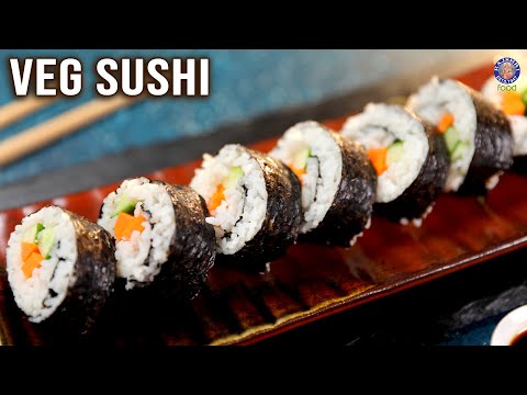 How To Make Vegetarian Sushi at Home? | Veggie Sushi Recipe | Sushi Fillings Veg | Lunch Box Ideas