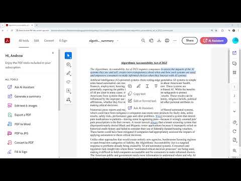Algorithmic Accountability Act Follow Along – AWS Certified AI Practitioner (AIF-C01) Course