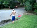Motorcycle Knee boarding on Slip-&-Slide