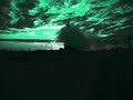 Sound of a train at night passing through a city