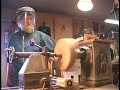 woodturner jt dunphy begins the process of turning a wooden bowl