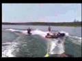 Three tubes a waterskier and a kneeboarder