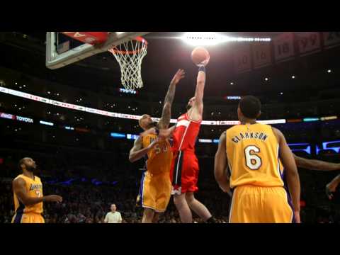 Gortat Throws Down Powerful Dunk and Gets the Foul