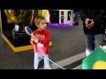 cute little jay getting crazy with the paddle on a game of digital table tennis. we all like to see his premium moves.