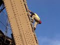 mike robertson climbs eiffel tower in novmber 2007 to protest total's actions in burma. he almost made it to the top! a film by nicoletta fagiolo