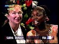 1995 european championships dortmund ladies sp surya bonaly.  if she did have a broken toe at this event she was certainly brave.  curiously, this was (like wc '95) another sp when she gave the judges the excuse to get the knives out when marking her, and they really didn't.  for all the times you could argue they gave her a hard time, sometimes they were actually quite nice.  and just when i thought they were going to give ec 94 to baiul, they didn't.  different juries, different opinions i guess.  i still would have had her 1st in wc /93 tho, and maybe 94.