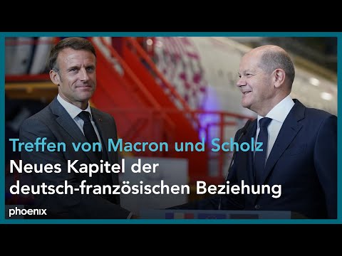 Bundeskanzler Olaf Scholz und Präsident Emmanuel Ma ...