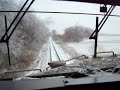 Train hitting tree branch covered with ice Train hitting tree branch covered with ice