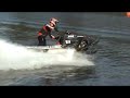 Jumping snowmobile into water at Victoriaville