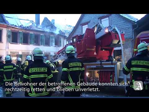 Großbrand in Merxheim - zwei Gebäude zerstört