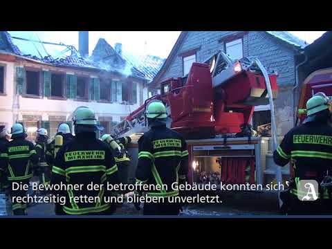 Grobrand in Merxheim -  zwei Gebude zerstrt