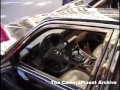 Crowd stares at destroyed abandoned car