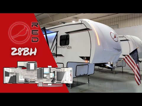 Thumbnail for Tour the ALL-NEW 2023 Cardinal Red 28BH Fifth Wheel Video