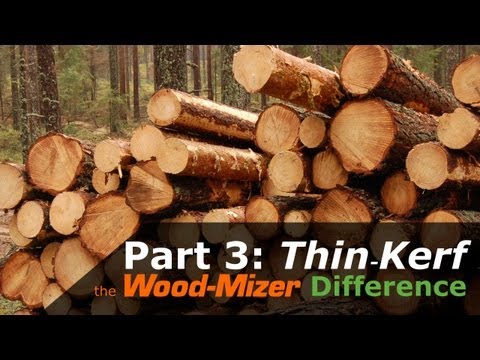 The Wood-Mizer Difference - Part 3: The Thin Kerf Sawmill Revolution Another new introduction to the portable sawmill industry by Wood-Mizer was the use of thin blades to cut lumber. This is called thin-kerf, kerf being the amount of wood removed by the blade. Conventional circular mills use thick blades that remove up to a quarter inch of wood every pass. Wood-Mizer ultilizes blades that only remove less than 1/10th of an inch. A Wood-Mizer sawmill will produce (on average) about 20% more boards per log than circle mills, giving you more product from your log supply.