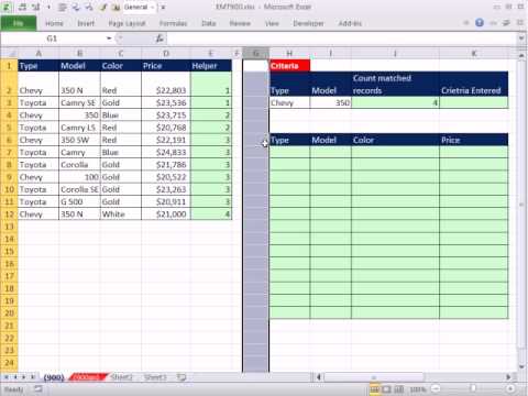 how to define criteria in excel