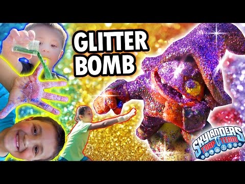 Glitter Bomb Shortcut! Sparkly Kids Make a Mess w/ Toy Art Project! (Skylanders Trap Team Fun)