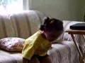 Girl jumps on bubblewrap