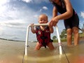 Baby Learns How to Waterski 