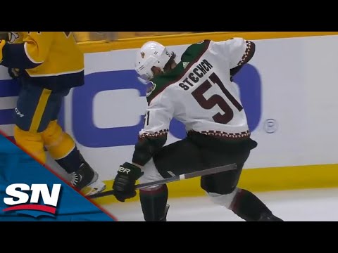 Coyotes' Troy Stecher Slips Puck Five-Hole on Breakaway After Exiting Penalty Box vs. Predators