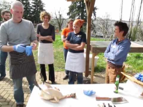 woman slaughter chicken