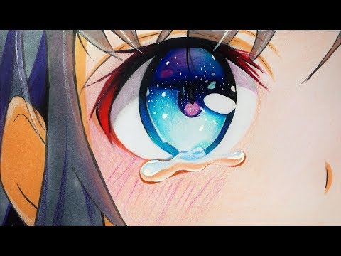 video-linktoworks-How to Draw Anime Eyes with Tears | Step by step !!!描き方 ...