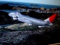 JAL Boeing 747 Difficult Landing at Runway 13 Kai Tak in crosswind, Old Hong Kong