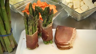 Gebratener grüner Spargel im Schwarzwälder Schinkenmantel Gebratener grüner Spargel im Schwarzwälder Schinkenmantel
