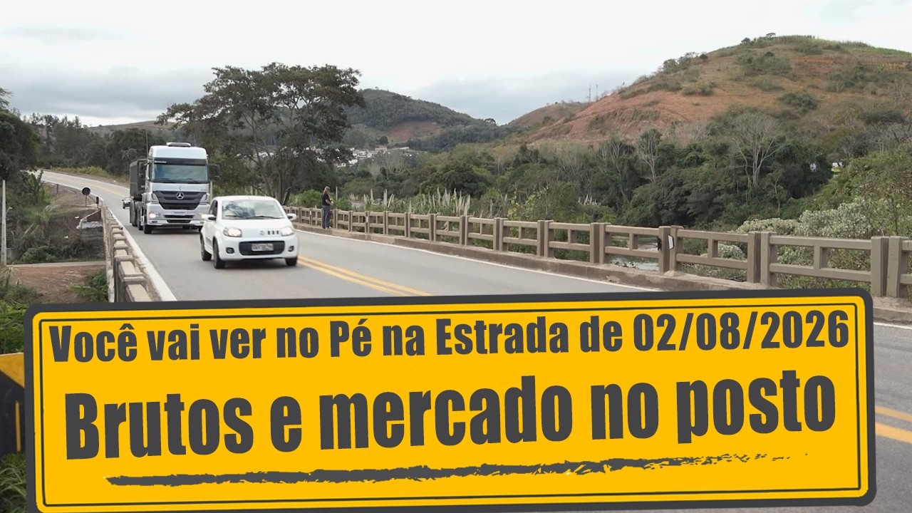 Caminhões brutos e novidade do supermercado no posto